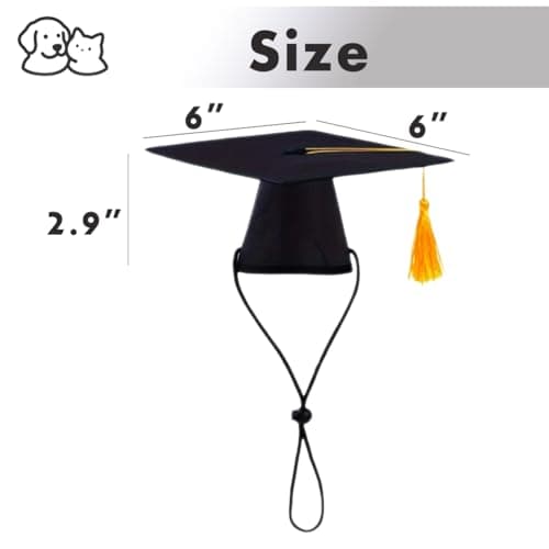 2026 Dog Graduation Bandana and Cap Set It was Ruff but We Did It Black Graduation Dog Outfits with Tassel Adjustable Graduation Cap for Small Medium Large Dogs Cute Pet Costume Photo Prop Cotton — view 3