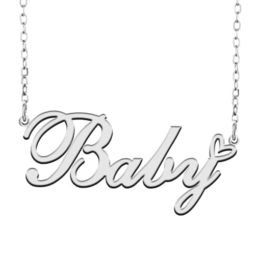 RONKAHSHOW Baby Custom Pendant Name Necklace Customized Personalized with Heart Necklace Best Gift for Women New Year Birthday Mother’s day Christmas wedding Party S