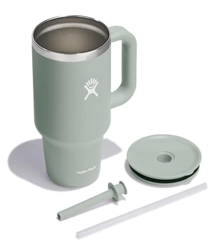 Hydro Flask Travel Tumbler with Handle, Lid and Straw - Insulated Stainless Steel in 32 Oz Agave — view 4
