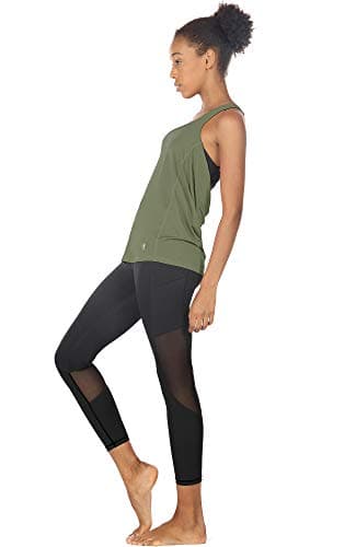 icyzone Yoga Tops Workouts Clothes Activewear Built in Bra Tank Tops for Women (M, Olive) — view 2