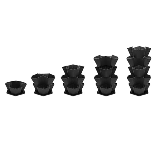 Tierra Verde 5-Tier Large Stackable Modular Planter in Black