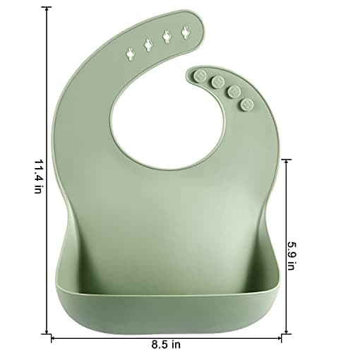 PandaEar Set of 3 Cute Silicone Baby Bibs for Babies & Toddlers (10-72 Months) Waterproof, Soft, Unisex, Non Messy (Brown/Blue/Green) — view 2