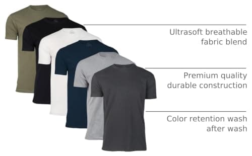 True Classic Mens T-Shirts – Short Sleeve Crew Neck T Shirts for Man, Cotton Blend Plain Novelty Men's T-Shirts, Pack of 6, Variety, XXL — view 3