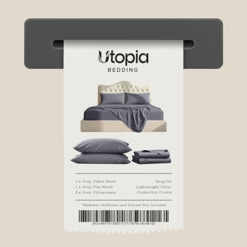 Utopia Bedding Queen Bed Sheets - 4 Piece Queen Size Cooling Sheet Set - Hotel Luxury Soft Breathable Microfiber, Oeko-TEX, Deep Pocket Easy Fit & Care, Fade & Wrinkle Resistant, Grey — view 7