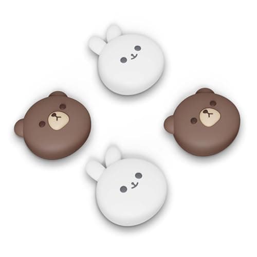 PlayVital Cute Thumb Grip Caps for ROG Ally, Accessories Silicone Joystick Caps Thumbsticks Grips for ROG Ally X 2024 - Chubby Bear & Smiley Bunny