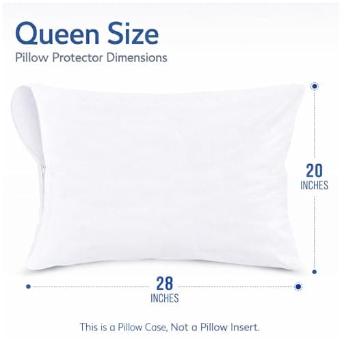 Waterproof Pillow Protectors with Zipper Queen Size 2 Pack Zippered Pillow Covers, Breathble and Noisless Pillow Encasements, Moisture Wicking Pillowcases — view 4