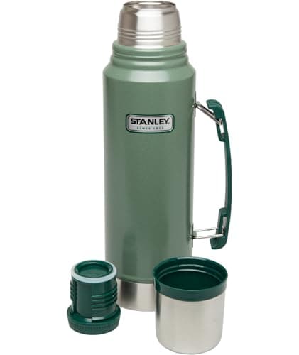 Stanley Heritage Classic Vacuum Bottle with Handle 1.1 qt | Wide Mouth w/Leakproof Cup Lid | Keep Drinks Hot or Cold | Insulated Stainless Steel Thermal Bottle | BPA-Free | Hammertone Green — view 3