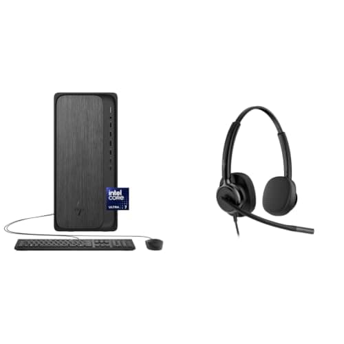 HP OmniDesk Tower Intel i7 (Raptor Lake) 32GB/2TB - Meteor Silver Poly Mission 420 Stereo USB Wired Headset Customer Special 1 WW Bundle
