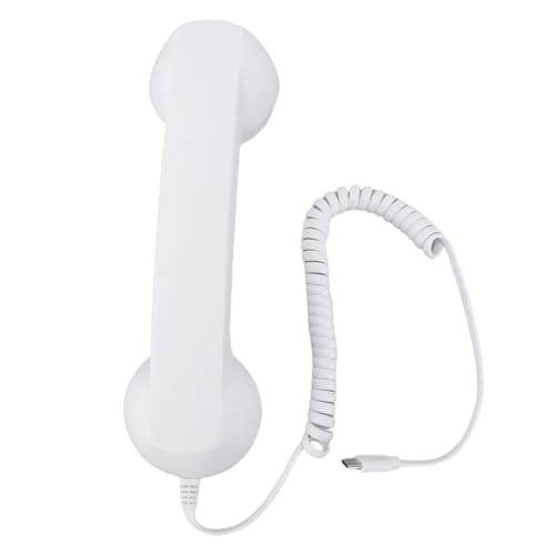Generic Retro Phone Handset, Type C Wired Telephone Handset Receiver with Volume Control and HiFi Speaker, for Cellphone Video Call Conference (White) — view 5