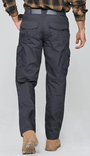 SPOSULEI Cargo Work Pants for Men Ripstop Tactical Pants Lightweight Water Resistant EDC Hiking Carpenter Hunting Pants with Multi Pockets Black 32Wx32L — view 5