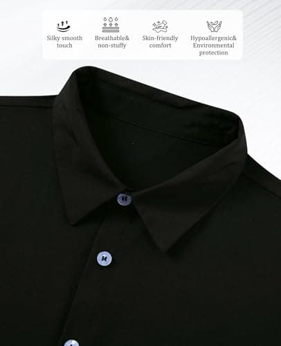Kinberr Boys Girls Black Long Sleeve Dress Shirt Formal Button Down Uniform Shirt for Casual Wear — view 4