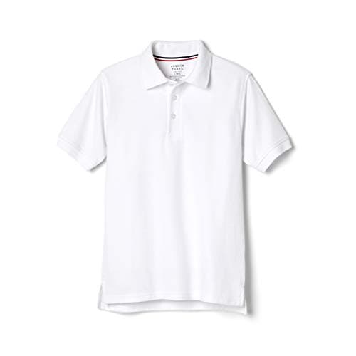 French Toast Unisex Kids Short Sleeve Pique (Standard & Husky) Polo Shirt, White, L