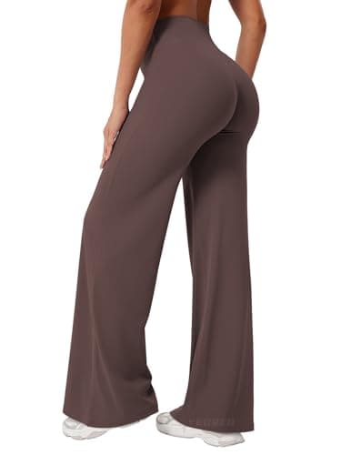 YEOREO Workout Leggings Womens No Front Seam Straight Leggings 31.5" High Waist Buttery Eddiy Gym Yoga Pants Plum Brown S