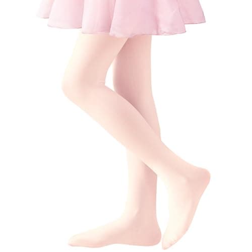 Ballet Tights Girls Dance Tights School Girl Footed Leggings Kids Ultra Soft Pantyhose Stockings 5-8 Years Kids 1 Pack (Ballet Pink)