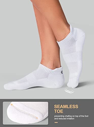 CS CELERSPORT Ankle Athletic Running Socks Low Cut Sport Tab Sock for Men and Women (6 Pairs), Medium, White — view 2