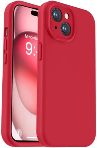 Vooii Compatible with iPhone 15 Case, Upgrade Defender Liquid Silicone, [Enhanced Camera Protection] [Soft Anti-Scratch Microfiber Lining] Shockproof Phone Case for iPhone 15 6.1 inch - Red