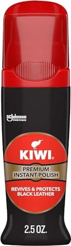 KIWI Instant Black Shoe Polish and Shine, Use on Shoes, Boots, and Furniture, Black, 75mL