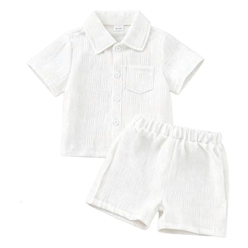 LUJENGEFA Toddler Baby Boys Clothes Summer Outfits Polo Shirt Shorts Set 2Pcs Outfit Sets for 6 Month-4T A-White 2-3 years