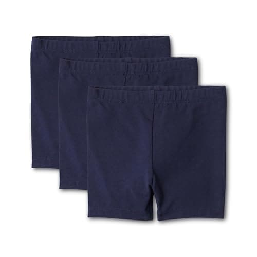 Amazon Essentials Baby Girls' Cotton Stretch Jersey Bike Shorts, Pack of 3, Navy, 4T
