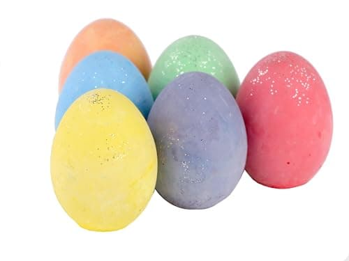 Kid Made Modern Glitter Easter Egg - Set of 6 Egg-Shaped Colored Chalks for Kids, Washable Outdoor Drawing Chalk for Easter Basket Stuffers, Spring Crafts & Egg Hunt Fun, Ages 3+ & Beyond