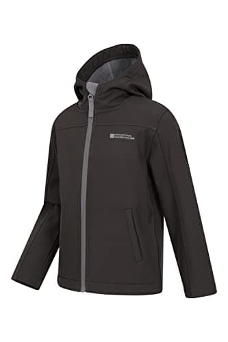 Mountain Warehouse Exodus Kids Softshell Jacket With Hood -Girls Boys Black Kids 11-12 Yrs (140-152 cm) — view 9
