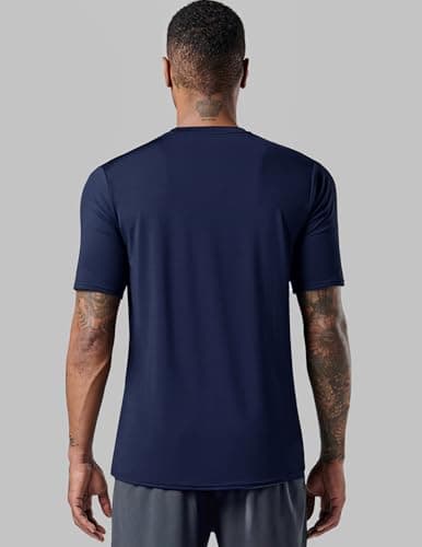 5 Pack Men’s Active Quick Dry Crew Neck T Shirts | Athletic Running Gym Workout Short Sleeve Tee Tops Bulk, Steel Blue/Charcoal/White/Navy Blue/Black, 4X-Large — view 5