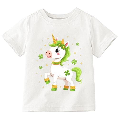 St Patricks Day Shirt for Kids – Unicorn Lucky Shamrock Shirts Boys Girls St Paddys Day Irish Tops