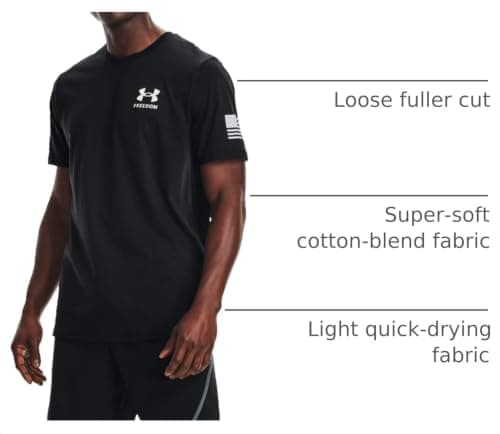 Under Armour Men's New Freedom Flag T-Shirt, Black (001)/White, Medium — view 3