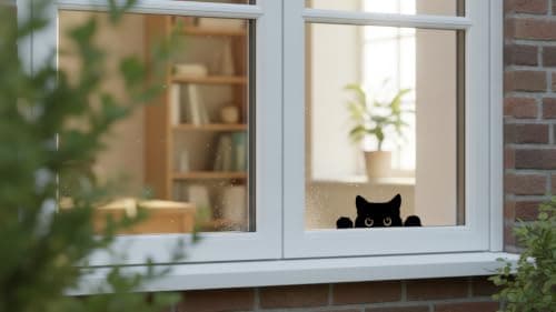 Peeking Sneaky Cat Sticker Funny Vinyl Waterproof, 5in - Black Cat Yeti Cup Cooler Box Decal Car Laptop Wall (No_Border) — view 2