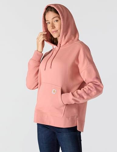 Carhartt Women's Oversized-fit Midweight Hooded Heart Graphic Sweatshirt, Rose Tint, X-Large