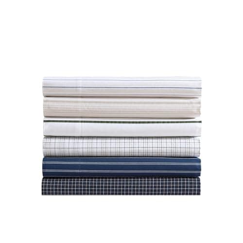 Nautica – Full Size Sheet Set, Crisp Cotton Percale Bedding with Matching Pillowcases, Lightweight & Breathable Bed Sheets, Deep Pocket, College Dorm Room Essentials (Reece Plaid Blue) — view 5