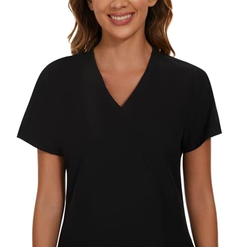 COZYFIT Scrub Tops for Woman - Soft Stretch, V-Neck Top Scrubs with 3 Pockets, Easy Care for Women Black — view 4