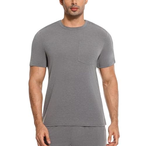 RefindWin Mens Post Shoulder Surgery Shirt Short Sleeve Tear Away Shirts Adaptive Clothing Men Chemo Port Shirts Grey M — view 5