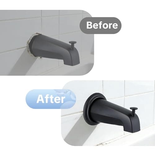 OFFO Stainless Steel Tub Spout Cover Ring, Universal Fit Faucet Hole Cover, Easy Snap-On Installation Decorative Trim Plate for Bathroom Tub Spout,Matt Black — view 2