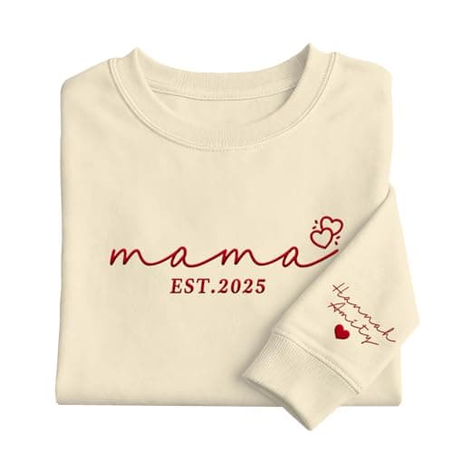 Chersinger Personalized Embroidered Mama Grandma Sweatshirt for Women, Custom Gifts for Mom, Grandma, Mothers Day, Christmas, Style-c, Large-4X-Large