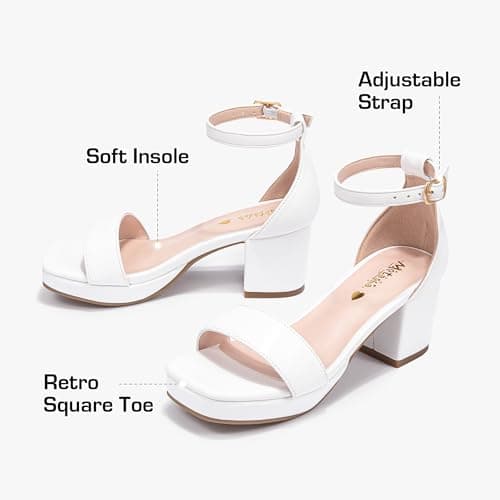 Motasha Girls High Heels Girls Dress Shoes White Heel First Communion Shoes High Heels For Kids Big Girl Sandals Size 3 Church Easter Wedding Party Prom Platform Flower Girl Shoe (M7208PU White 3) — view 4