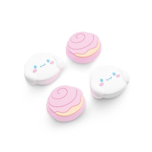 Kuitmor Thumb Grip Caps Compatible with Nintendo Switch 2, Silicone Joystick Grip Caps for Switch 2025, 4pcs, Cute Dog Style, Pink & White