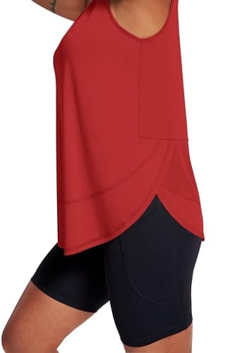 Jescakoo Sleeveless Tops for Women Athletic Tennis Yoga Shirt Ladies Quick Dry Summer Workout Tank Tops Red Tops XL