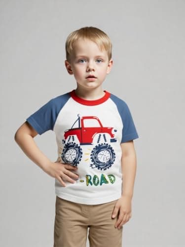 Winzik Boys Shirt Toddler Shirts Kids Boys’ Short Sleeve 3-Pack Crewneck Excavator T-Shirt Summer Clothes 18M-8Y(3-4T, Car Truck Crane) — view 2