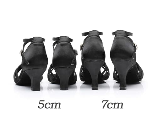 Rosefinch Latin Dance Shoes for Womens Satin Ballroom Salsa Practice Performance Wedding Dancing Shoes High Heels Dancing Shoes for Girls Ladies 5cm Black 39 — view 5