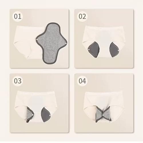6PCS Reusable Pads, Washable Panty Liners for Women, Leakproof Cotton Sanitary Pad, Comfortable Breathable Panty Liners for Elderly Care, Postpartum, Home,Travel — view 5