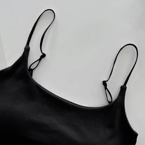 Tank Top with Built in Bra for Women Round Neck Casual Summer Workout Gym Running Cami Sleeveless Slim Fit Camisole Womens Tank TopBlack Free Size — view 5