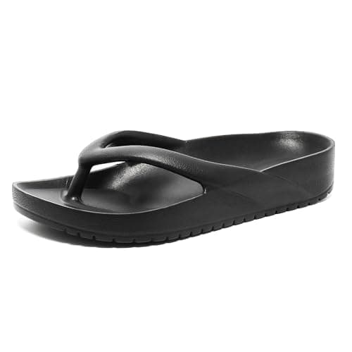 GETOEU Arch Support Flip Flops for Women and Men Soft Cushioning EVA Thong Sandals with Thick Sole, Non-Slip Quiet Outsole, Shock Absorbing Shower & Beach Flip Flops,Black — view 4