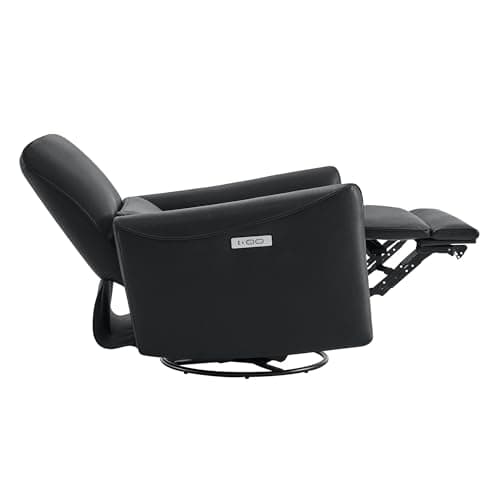 CHITA Power Recliner Chair Swivel Glider, FSC Certified Upholstered Faux Leather Living Room Nursery Reclining Sofa Chair with Lumbar Support, Black — view 5