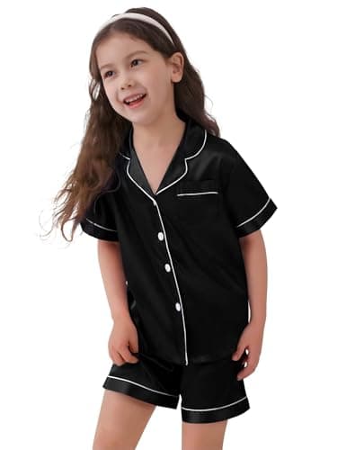 SWOMOG Silk Satin Pajamas Set Short Sleeve Button-Down PJs Two-Piece Lounge Sets Sleepwear — view 2