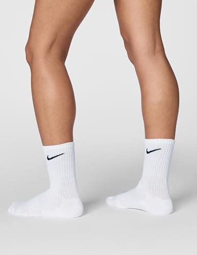 Nike Unisex Everyday Cushioned Training Crew Socks (3 Pairs), White/Black, Medium — view 4