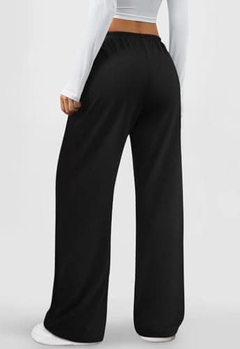 MEETFOND Wide Leg Pants Women Baggy Sweatpants Casual Cotton Sweat Pants Yoga Drawstring Workout Pants for Women — view 3