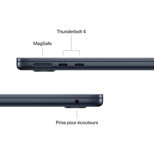 Apple 2025 MacBook Air 13-inch Laptop with M4 chip: Built for Apple Intelligence, 16GB Unified Memory, 256GB SSD Storage, Touch ID; Midnight - French Keyboard — view 3