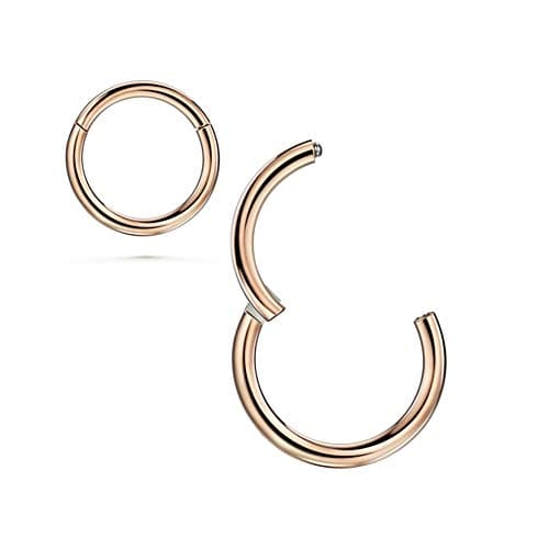 JOFUKIN Gold Plated Silver Black Nose Ring Earrings Hoop, Clicker Septum