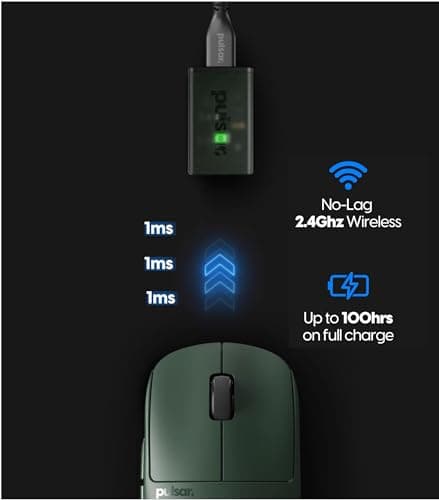 Pulsar X2H (High Hump) Mini Founder's Edition Wireless Gaming Mouse, Ultra Lightweight 1.82oz (52g),Symmetrical, 4K Dongle included,2.4 Ghz,1ms Polling Rate,26k DPI,PAW3395 Sensor (Green,Ambidextrous) — view 2